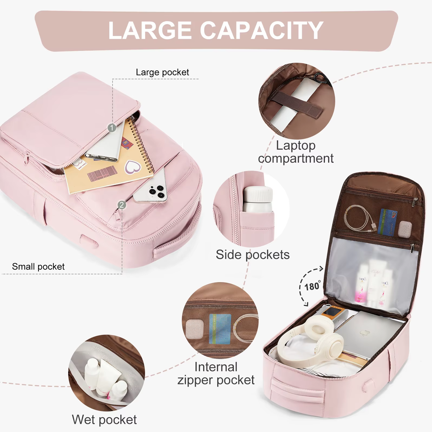 Multi-Pockets Large Nylon Travel Laptop Backpack 3